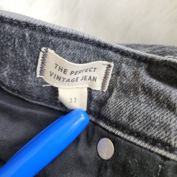 Madewell Women's 33 The Perfect Vintage Jean Black Denim High Rise Distressed - Picture 5 of 14